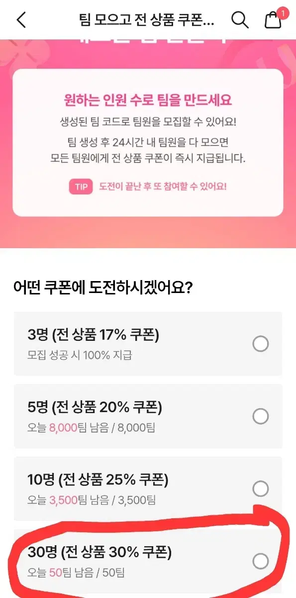 26일 (30%쿠폰 모집) 에이블리 팀 쿠폰 모집합니다